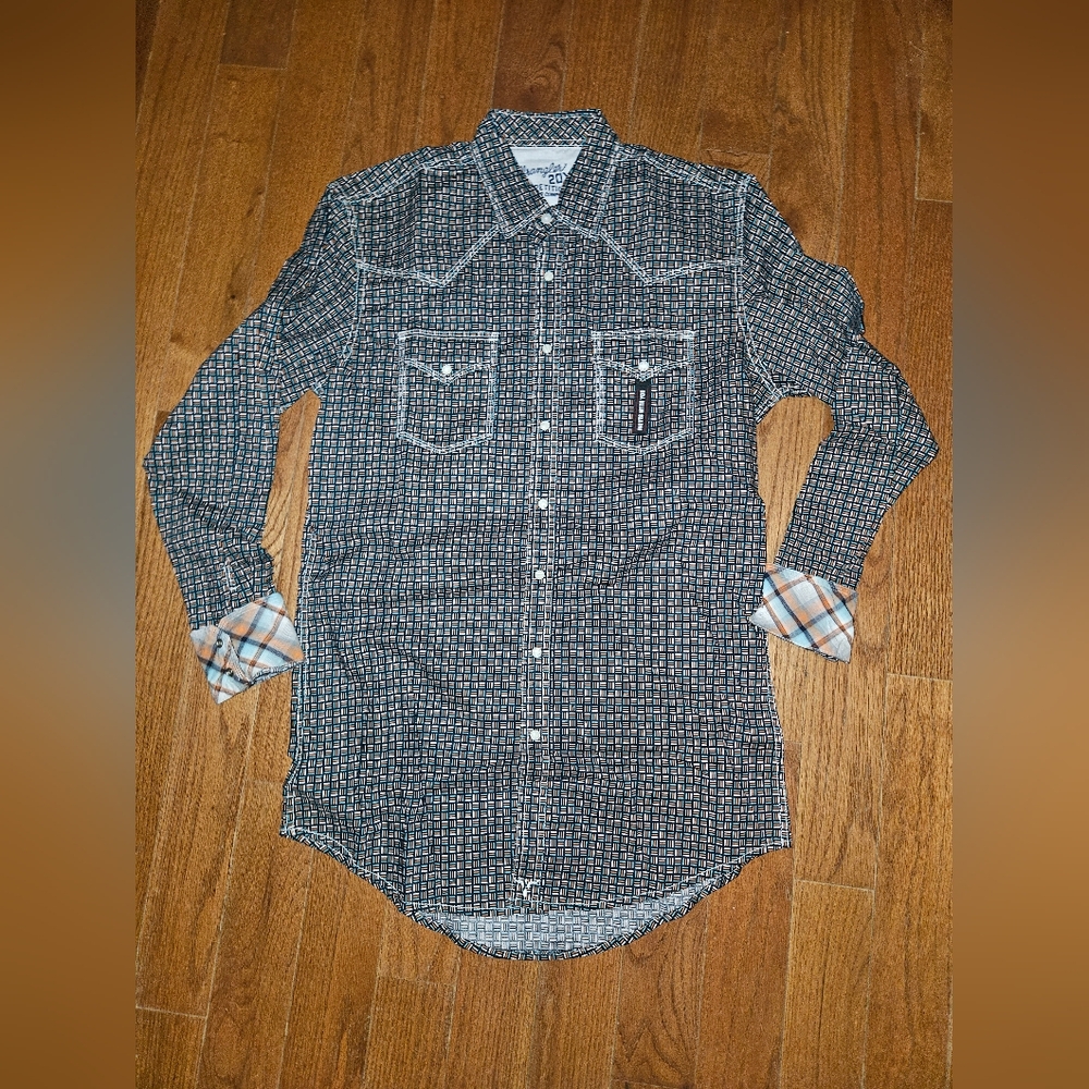 Wrangler 20x Men's Advance Comfort Competition Geo Print Long Sleeve Western MT